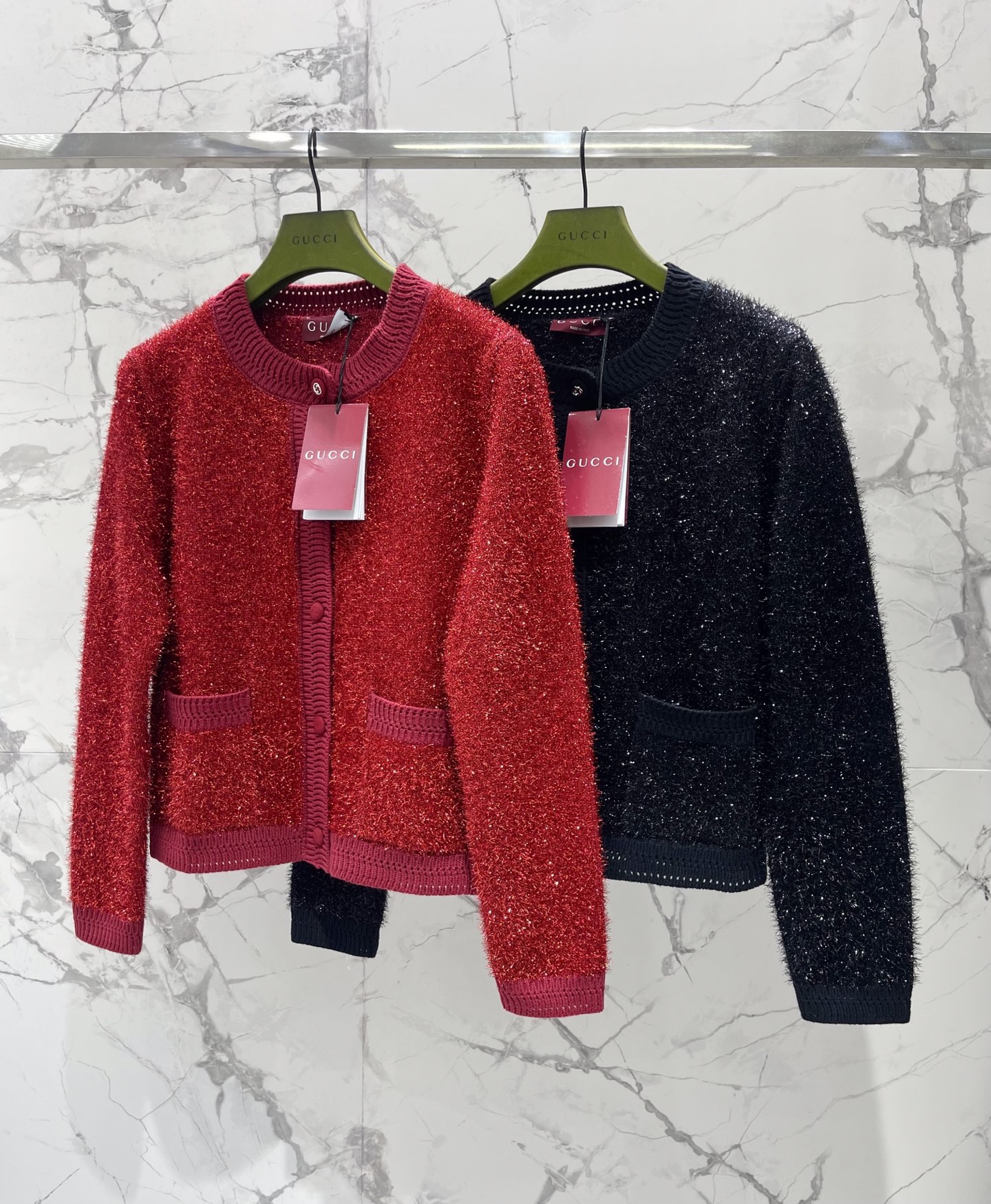 Gucci 구찌 메탈릭 울 혼방 가디건 의류