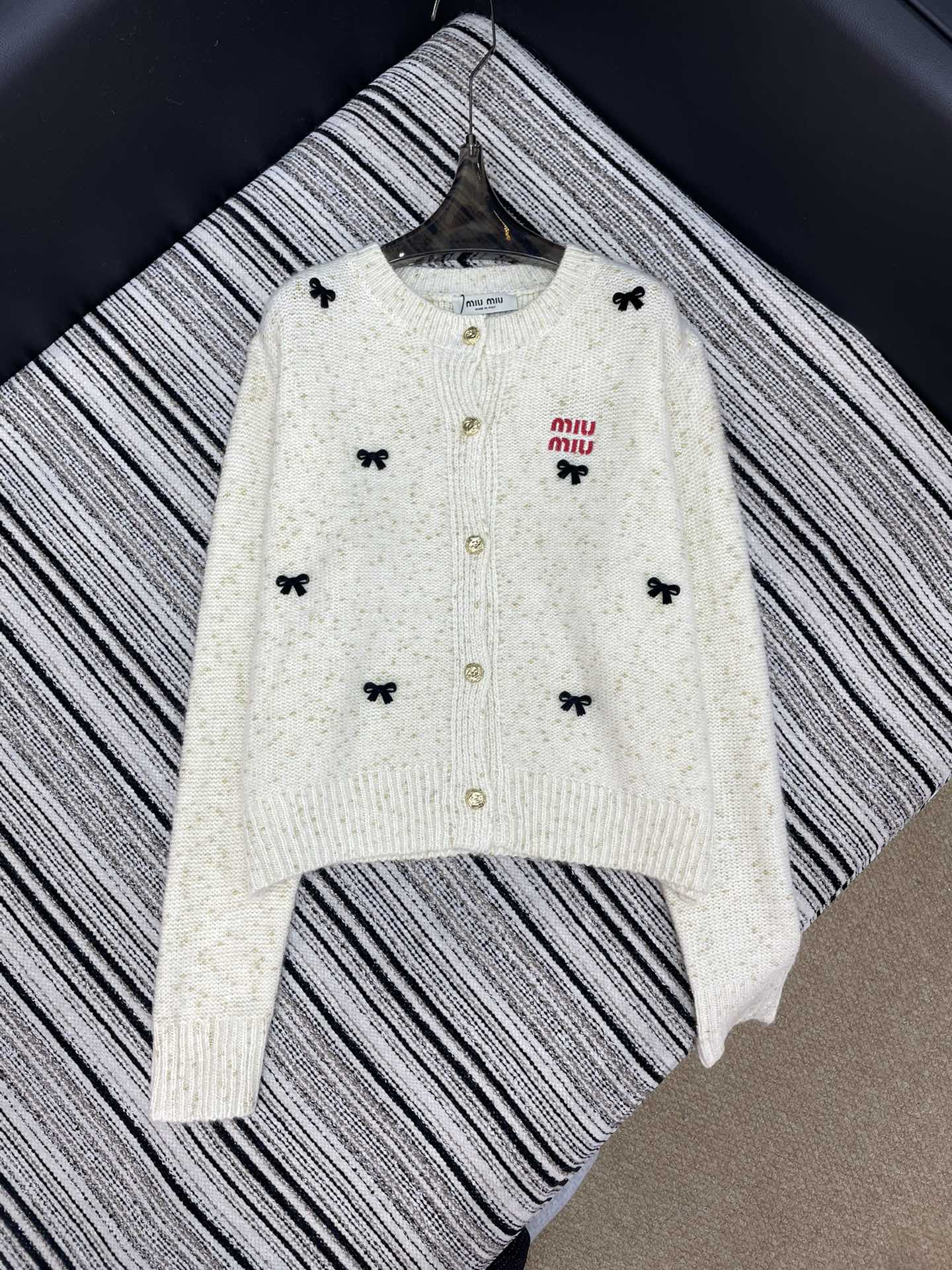 miumiu 미우미우 리본 글리터 니트 가디건 의류