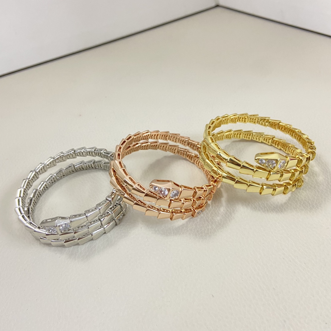 Bvlgari 불가리 세르펜티 3줄 다이아 뱅글 (탄력형) 팔찌 악세사리