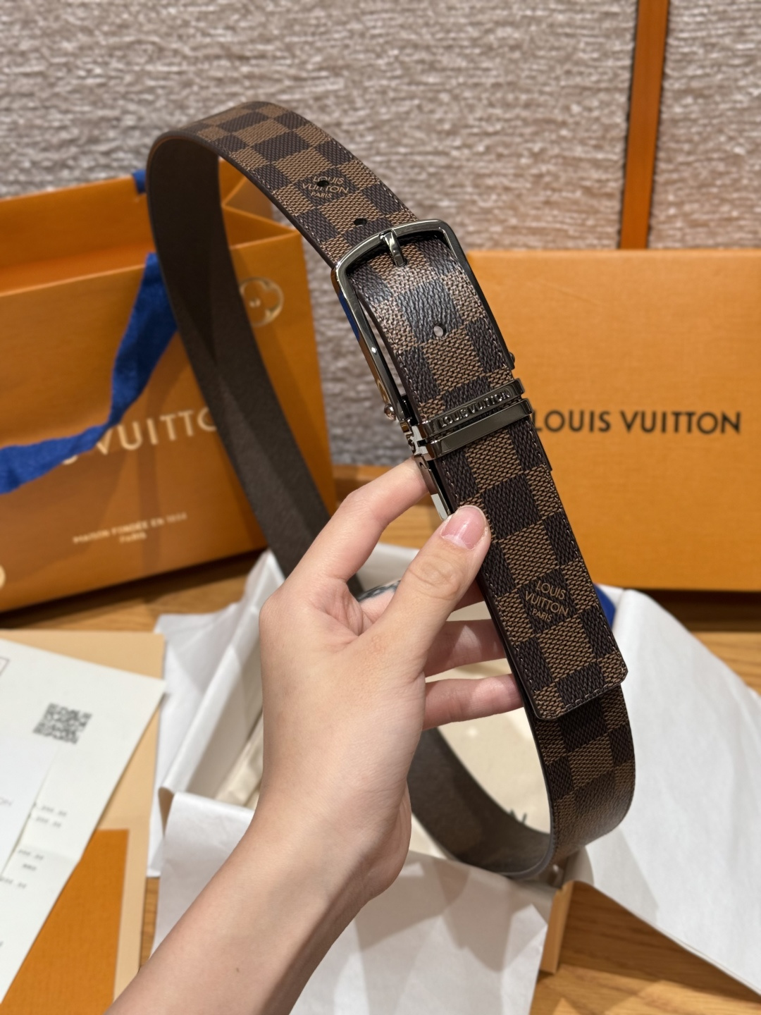 LV 루이비통 슬렌더(SLENDER) 35mm 양면 리버서블 벨트 (브라운 다미에)