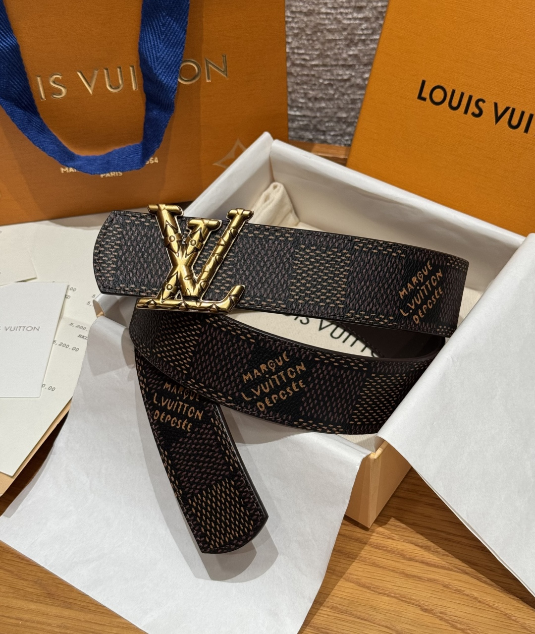 LV 루이비통 이니셜 다모플라쥬(DAMOFLAGE) 40mm 양면 리버시블 벨트