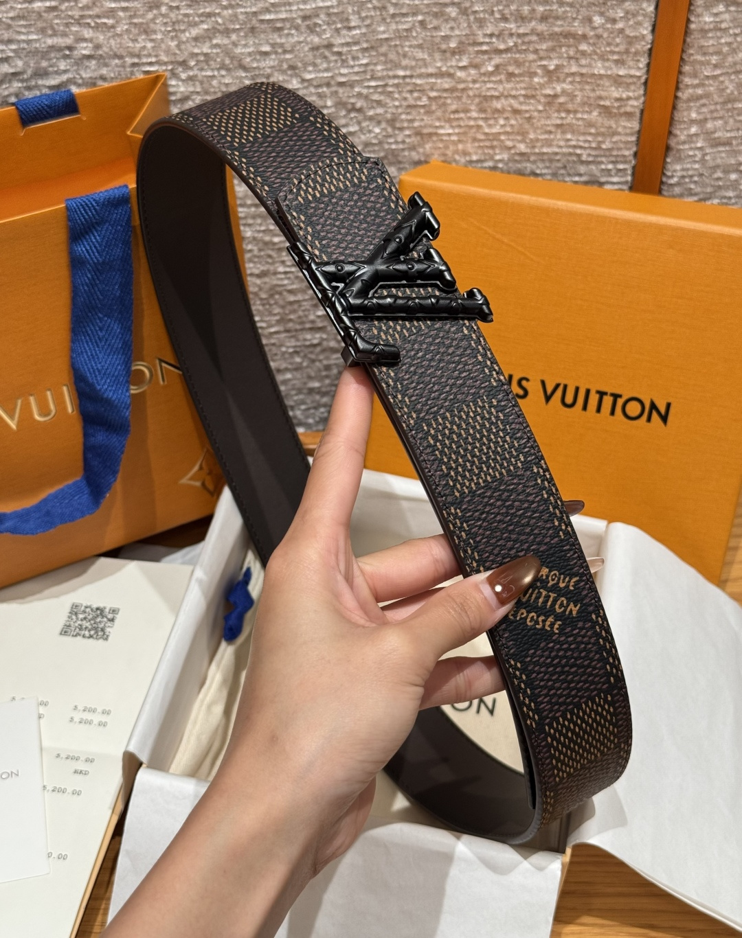 LV 루이비통 이니셜 다모플라쥬(DAMOFLAGE) 40mm 양면 리버시블 벨트