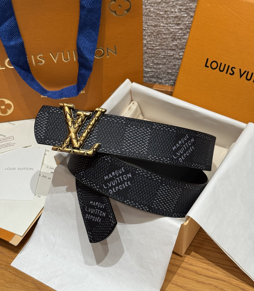 LV 루이비통 이니셜 다모플라쥬(DAMOFLAGE) 40mm 양면 리버시블 벨트