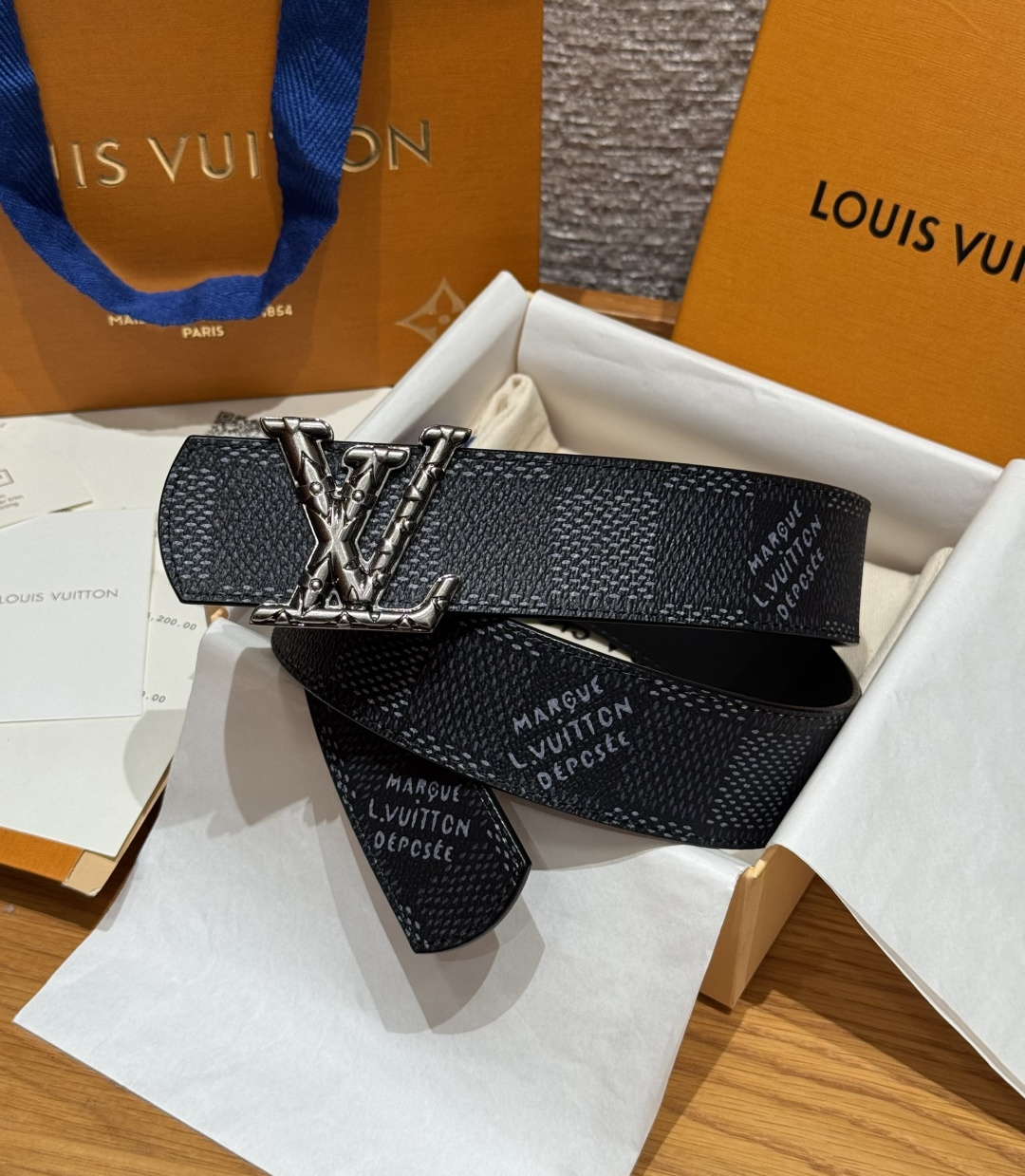 LV 루이비통 이니셜 다모플라쥬(DAMOFLAGE) 40mm 양면 리버시블 벨트