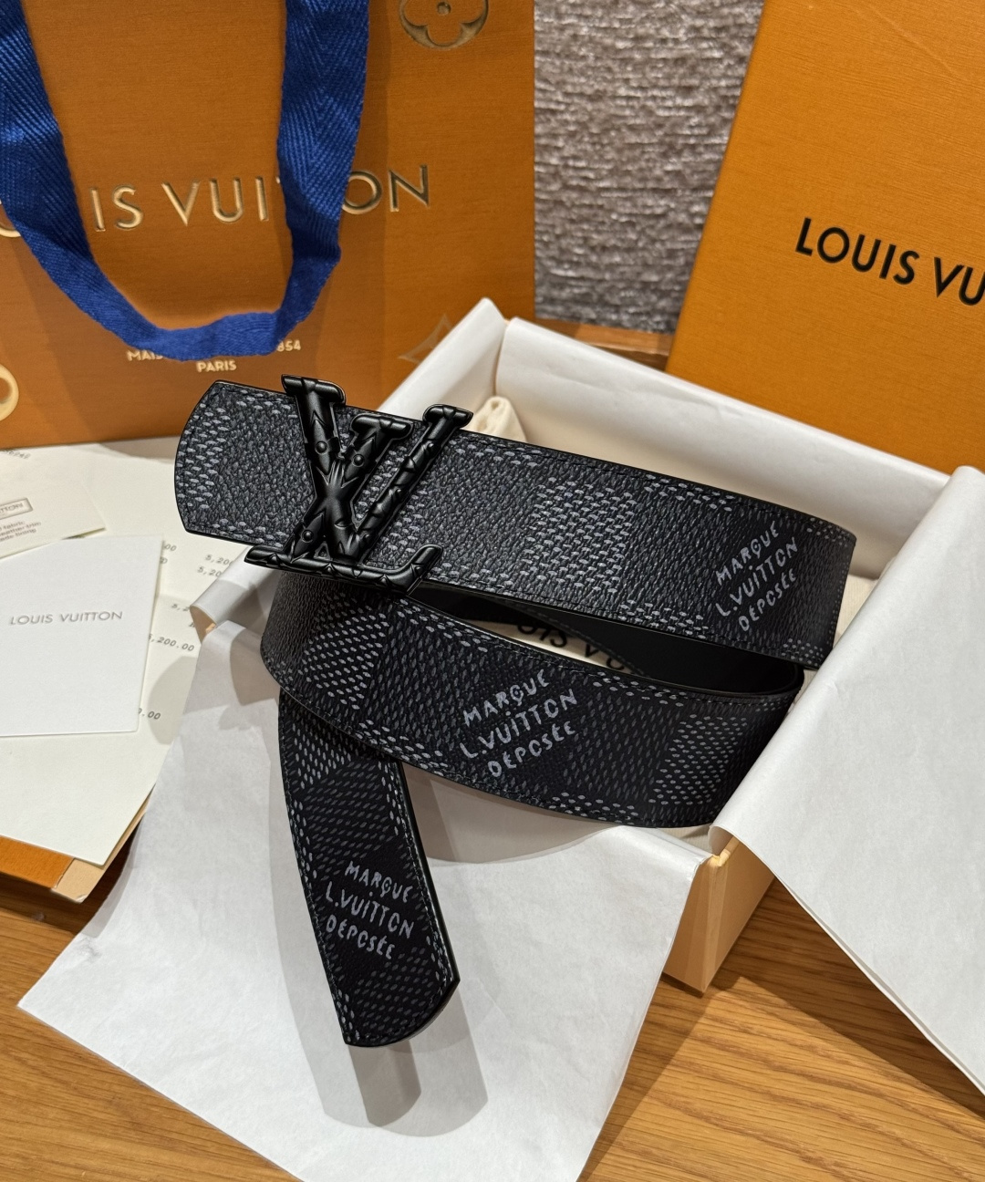 LV 루이비통 이니셜 다모플라쥬(DAMOFLAGE) 40mm 양면 리버시블 벨트