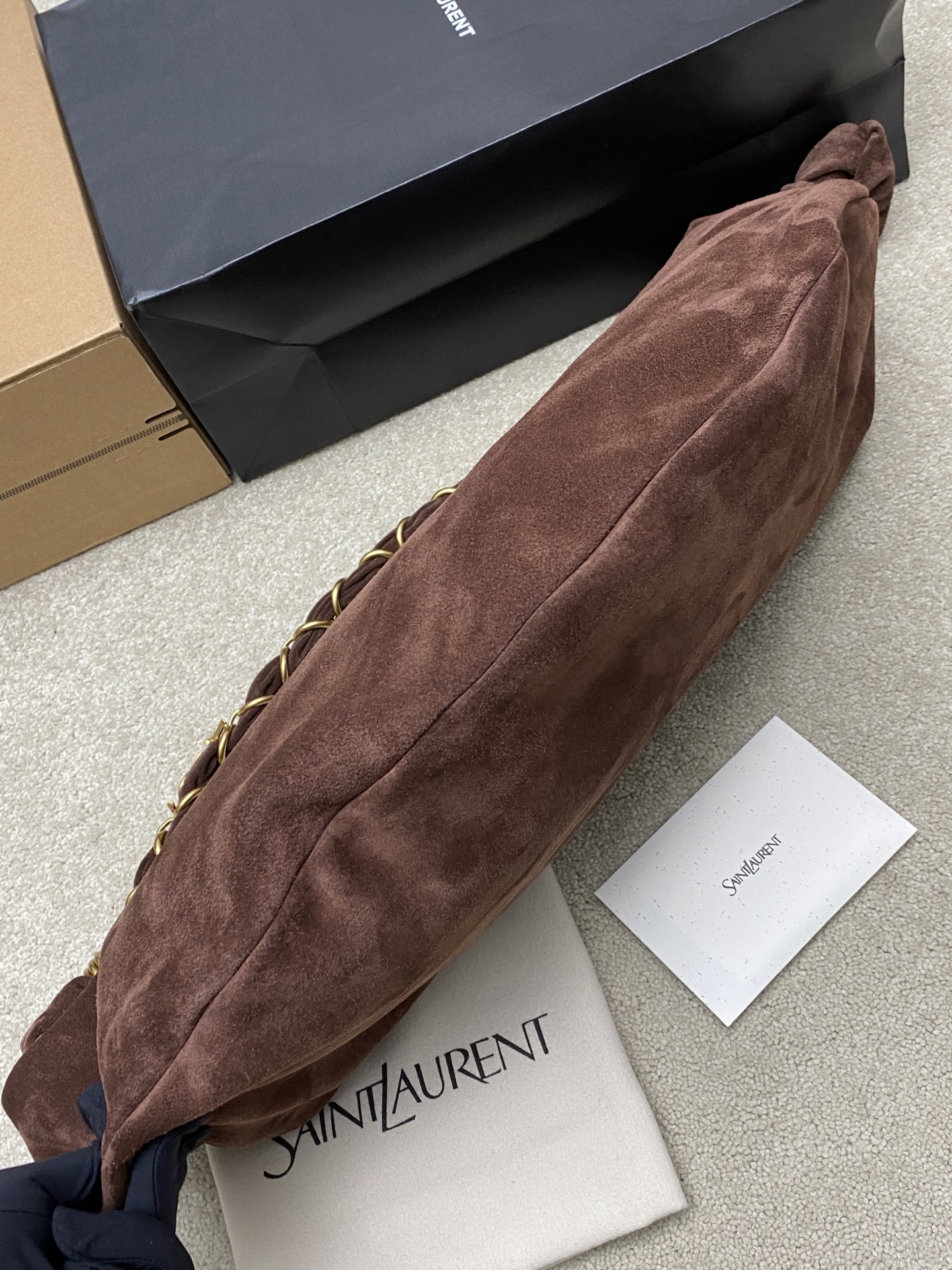 생로랑(YSL) 아마리아(Amalia) 매트 커피 호보백 가방