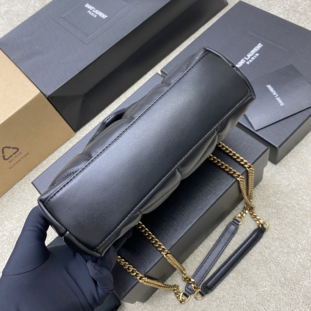 생로랑(YSL) 루루 푸퍼(Loulou Puffer) 미니 블랙 램스킨 숄더백 가방