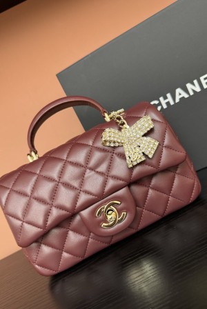 샤넬(CHANEL) 25K 버터플라이 다이아몬드 핸들 CF 미니 (버건디) 토트백 숄더백 가방