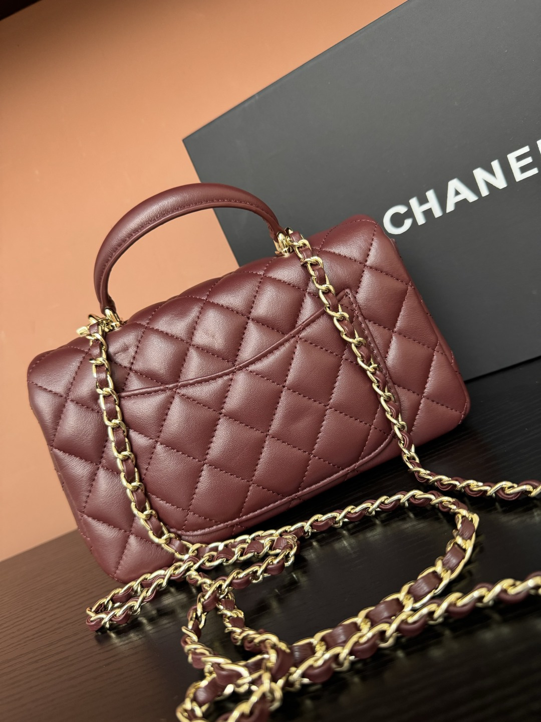 샤넬(CHANEL) 25K 버터플라이 다이아몬드 핸들 CF 미니 (버건디) 토트백 숄더백 가방