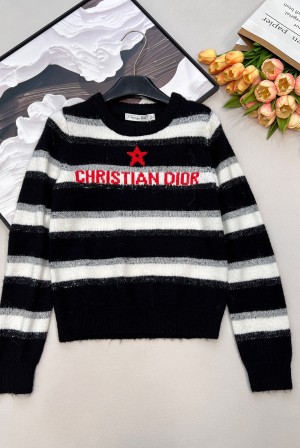 디올(DIOR) CD 스트라이프 별 레터링 자카드 긴팔 니트 의류