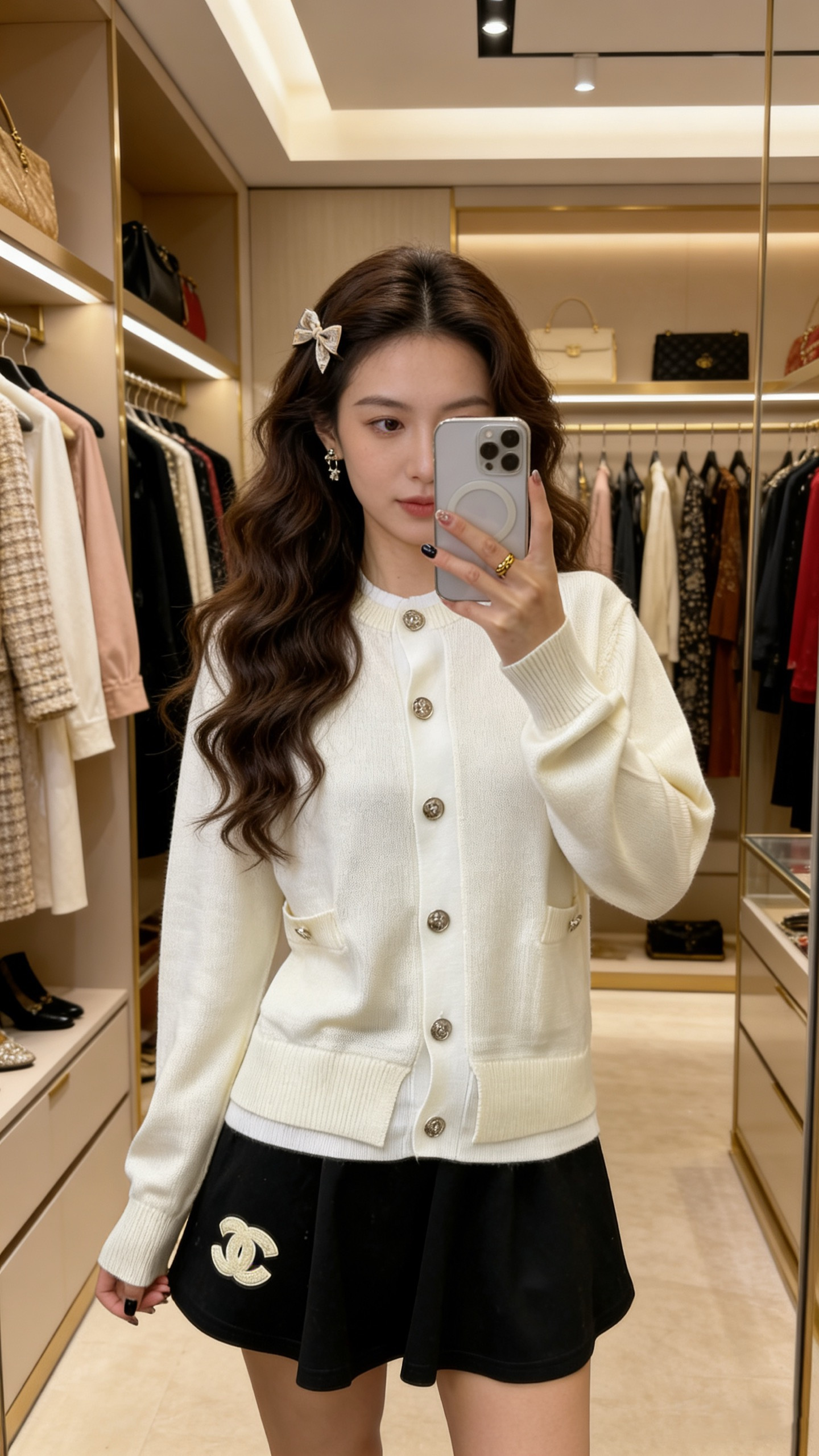 Chanel 샤넬 레이어드 디테일 라운드넥 가디건 의류