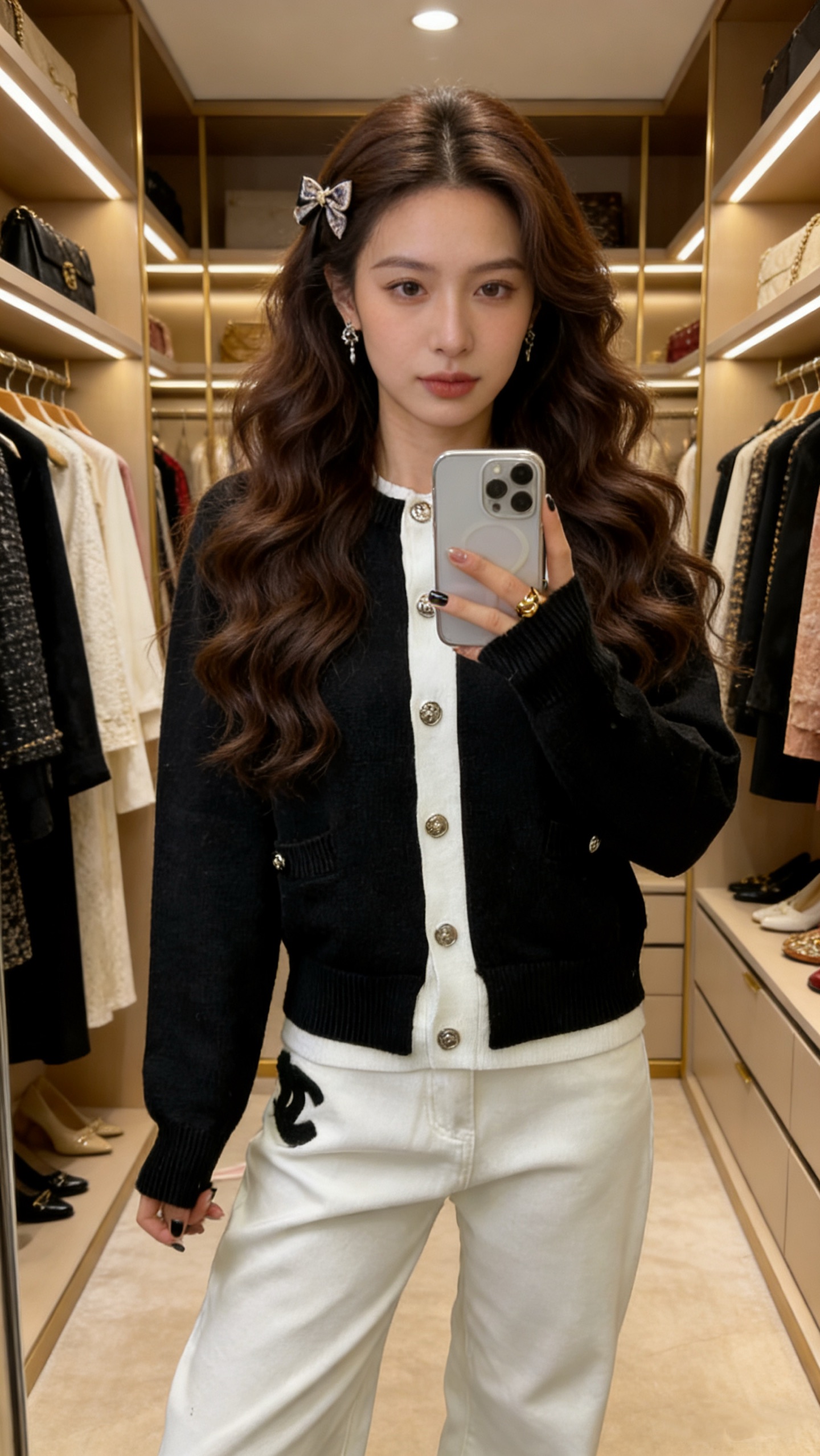 Chanel 샤넬 레이어드 디테일 라운드넥 가디건 의류