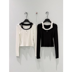 Chanel 샤넬 텐셀 울 레이어드 쥬얼리 버튼 긴팔 티셔츠 의류