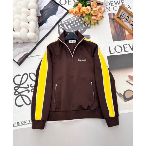 miumiu 미우미우 로고 자수 사이드 라인 하프 집업 스웨트셔츠 의류