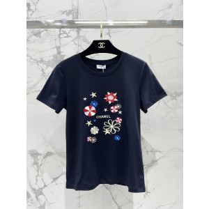 Chanel 샤넬 시그니처 정교 자수 코튼 반팔 티셔츠 의류