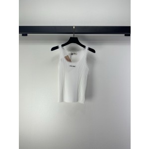 miumiu 미우미우 프릴 에지 니트 슬리브리스 펀칭 레이스 베스트 민소매 나시 의류