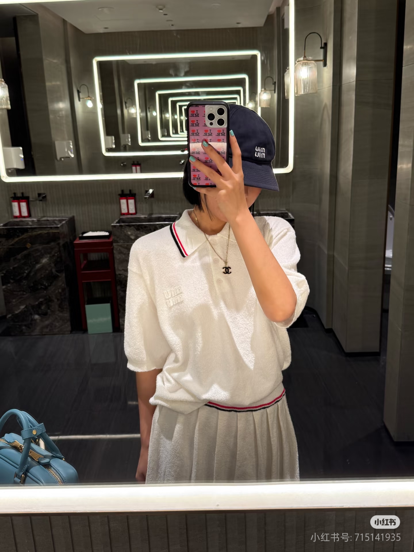 miumiu 미우미우 로고 자수 폴로 반팔 니트 의류