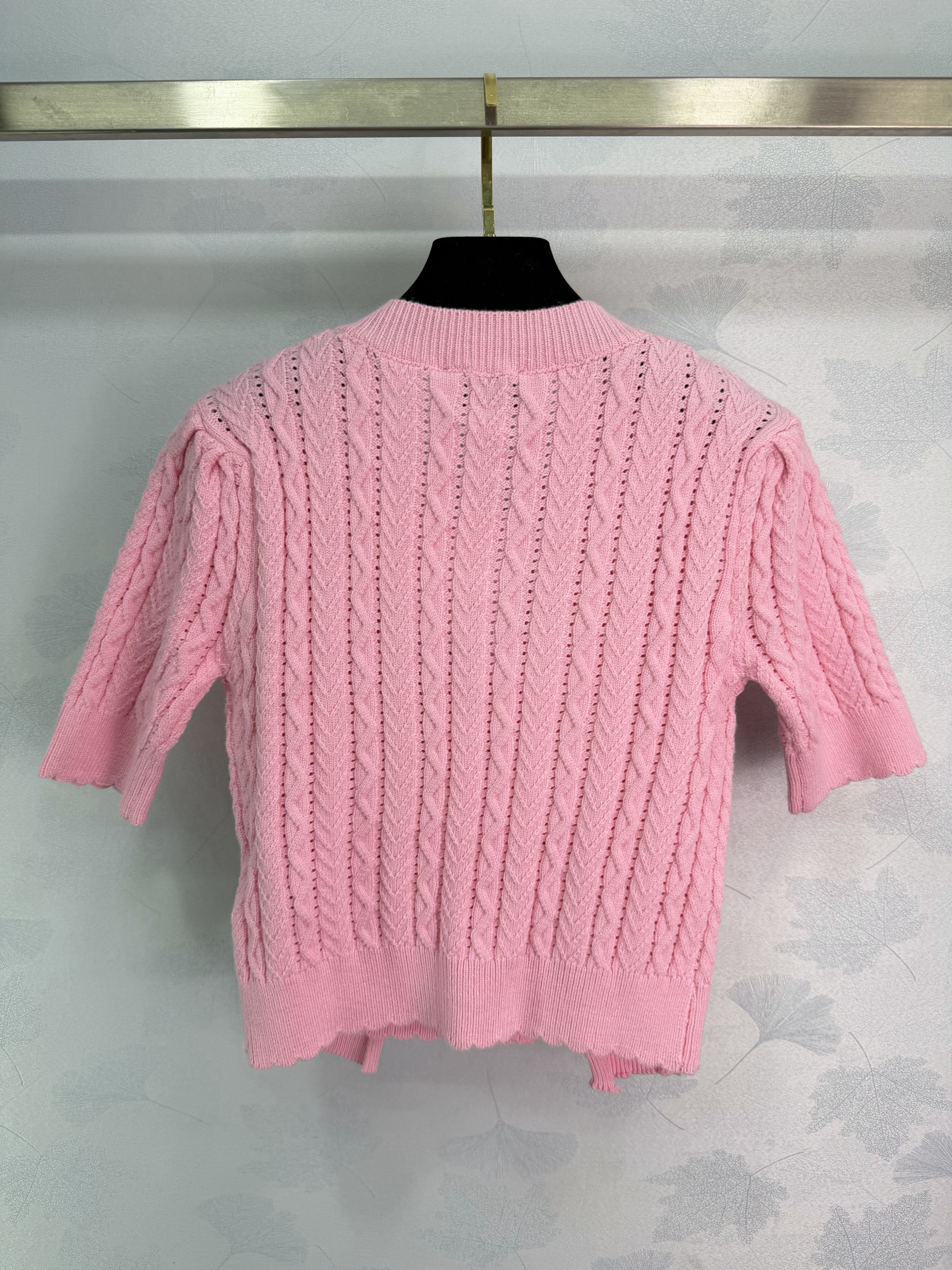 Chanel 샤넬 빅 리본 포인트 시퀸 꽈배기 반팔 니트 의류