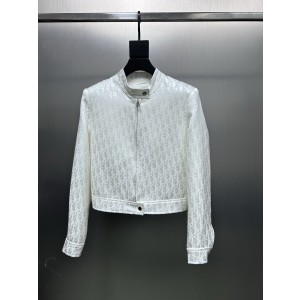 Dior CD 디올 입체 커팅 자카드 자수 크롭 라이더 스타일 자켓 재킷 의류