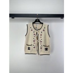 Chanel 샤넬 플라워 자수 리본 니트 베스트 조끼 의류