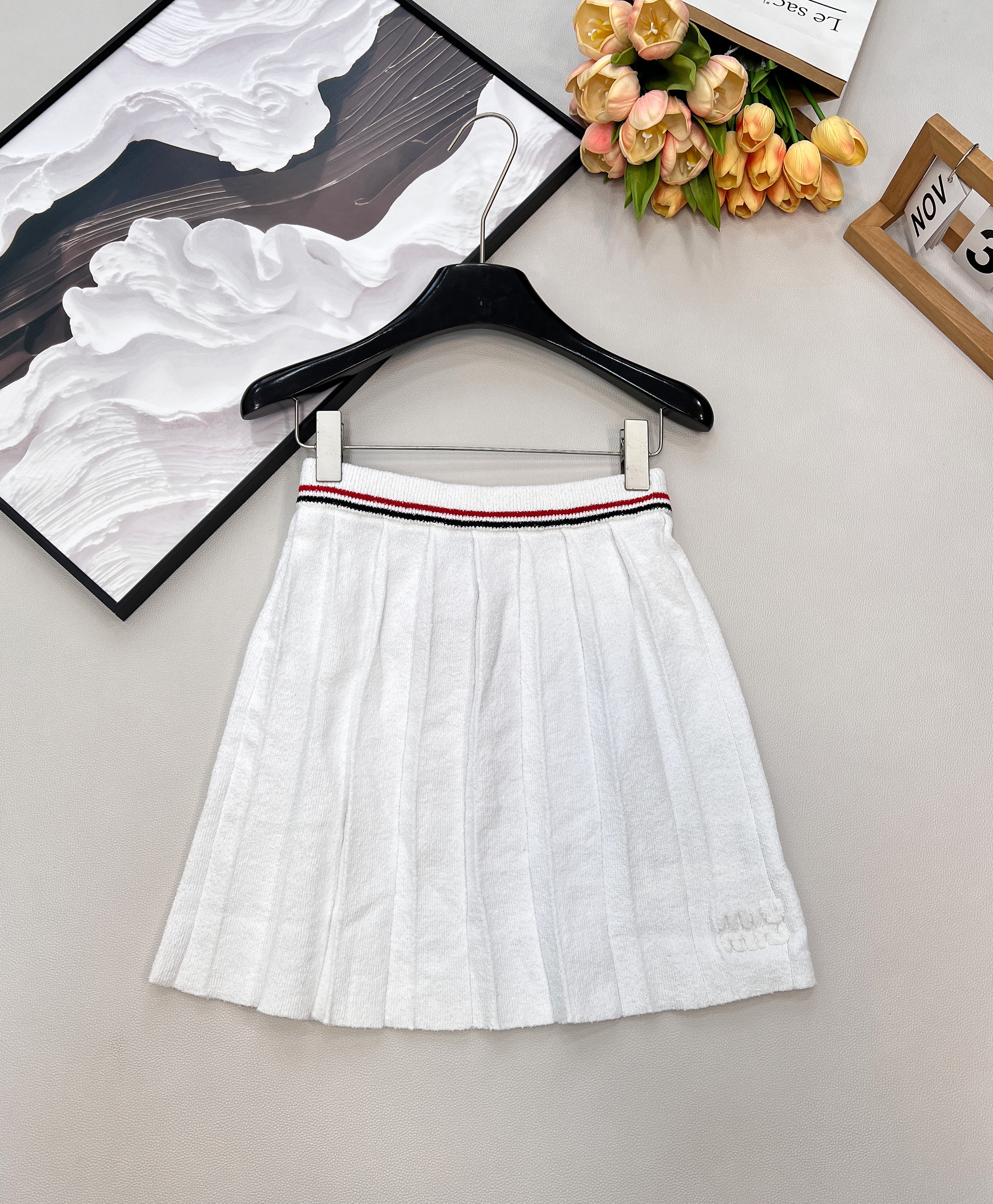 miumiu 미우미우 로고 니트 밴딩 플리츠 스커트 치마 의류