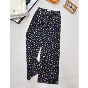 Chanel 샤넬 3D 컬러풀 로고 믹스 흑백 데님 팬츠 바지 의류