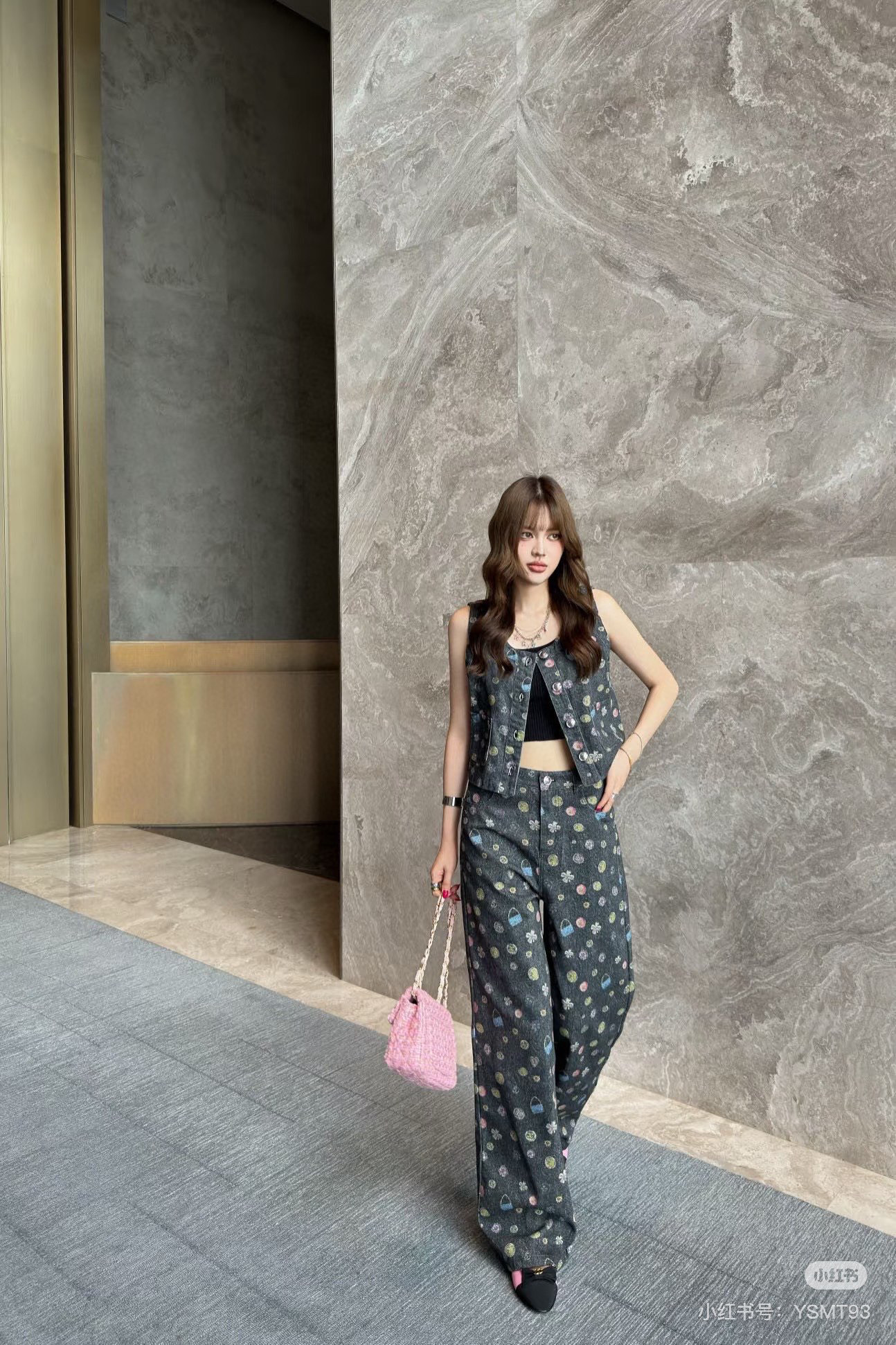 Chanel 샤넬 3D 컬러풀 로고 믹스 흑백 데님 팬츠 바지 의류