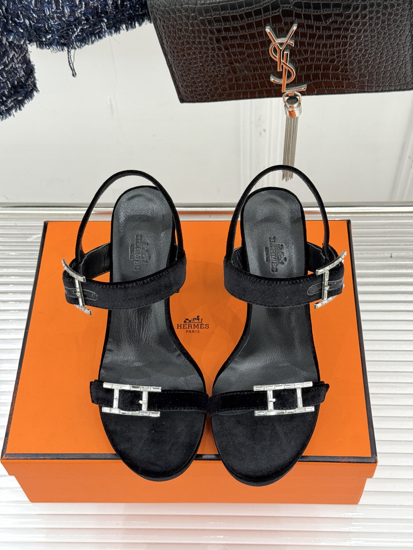 에르메스(HERMES) 더블 H 버클 플랫폼 하이힐 샌들 신발