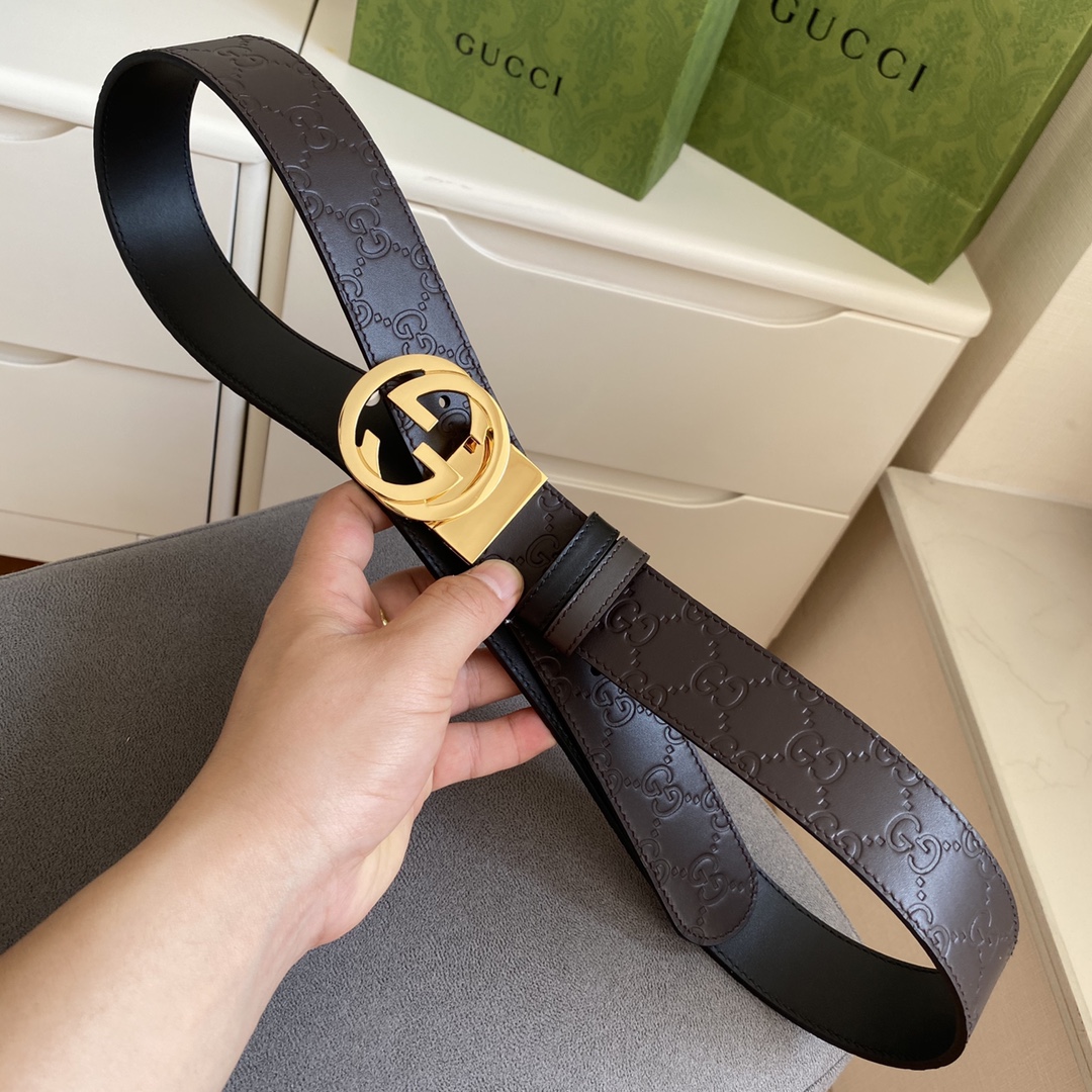 구찌(GUCCI) 더블 페이스 엠보 레더 벨트