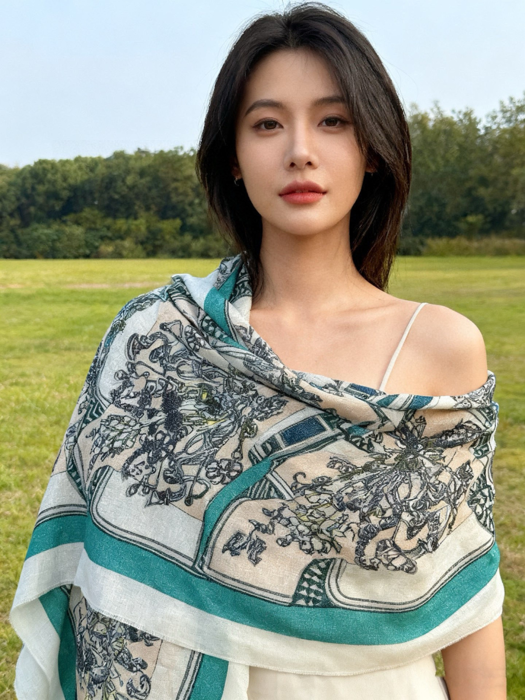 에르메스(HERMES) 입체 패턴 캐시미어 롱 목도리 스카프