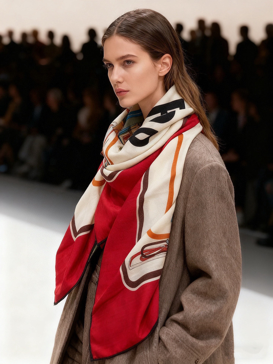 구찌(GUCCI) 승마 실크 캐시미어 숄 머플러 목도리 스카프