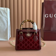 GUCCI 구찌 다이애나(Diana) 리자드 텍스처 핸들 토트백 가방 - 미니