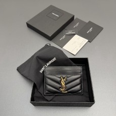 Saint Laurent YSL 생로랑 마틀라세 램스킨 카드 홀더 지갑