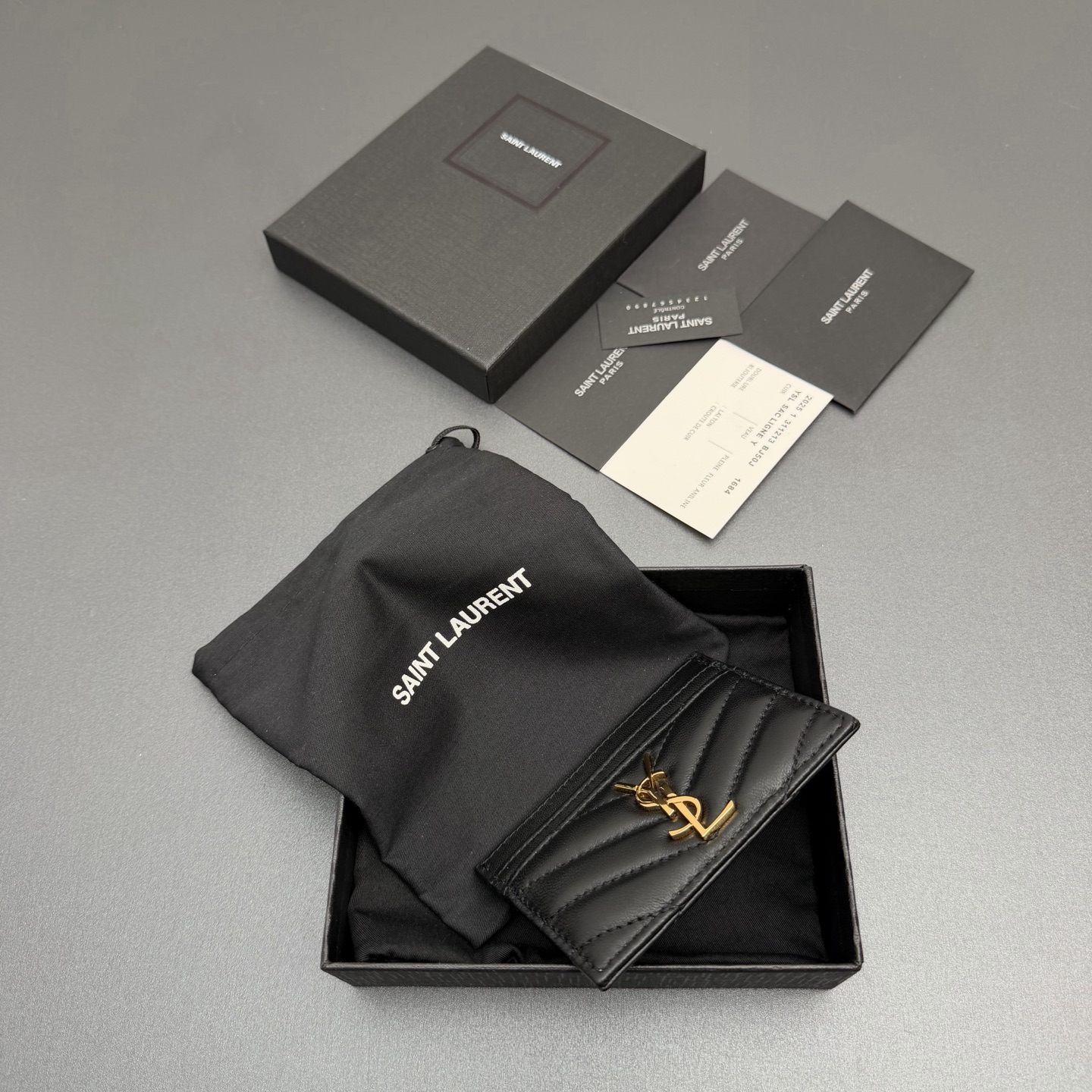 Saint Laurent YSL 생로랑 마틀라세 램스킨 카드 홀더 지갑