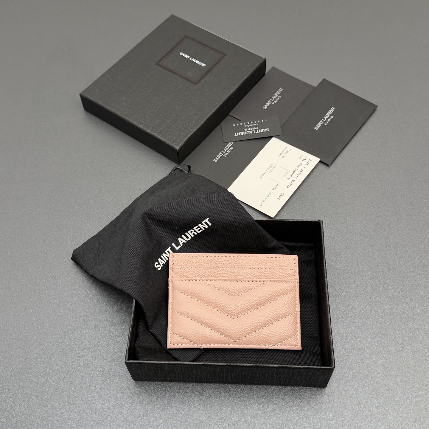 Saint Laurent YSL 생로랑 마틀라세 그레인 레더 카드 홀더 지갑