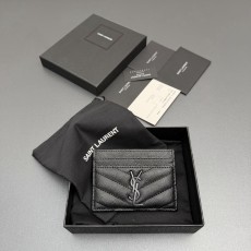 Saint Laurent YSL 생로랑 마틀라세 그레인 레더 카드 홀더 (올 블랙) 지갑