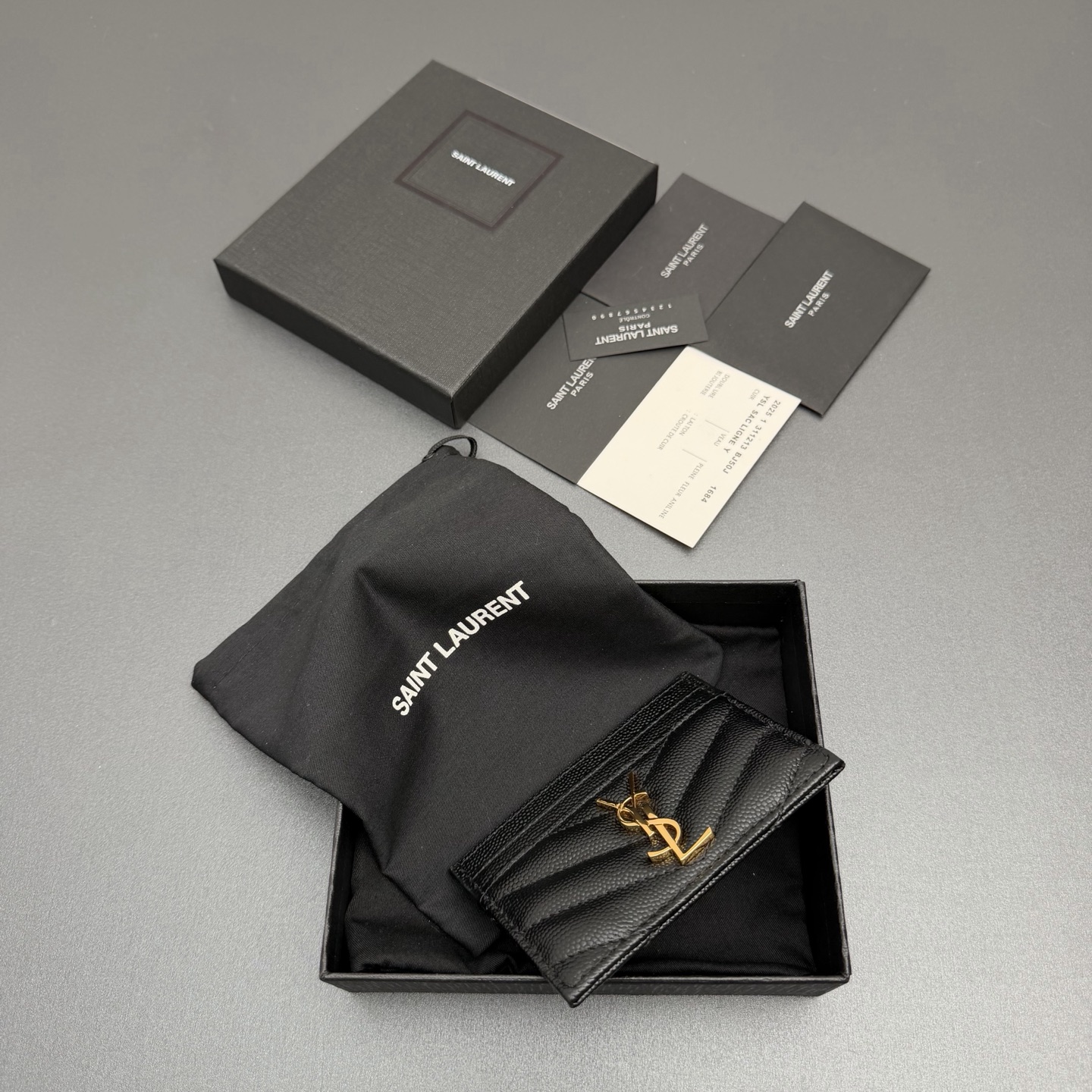 Saint Laurent YSL 생로랑 마틀라세 그레인 레더 카드 홀더 지갑