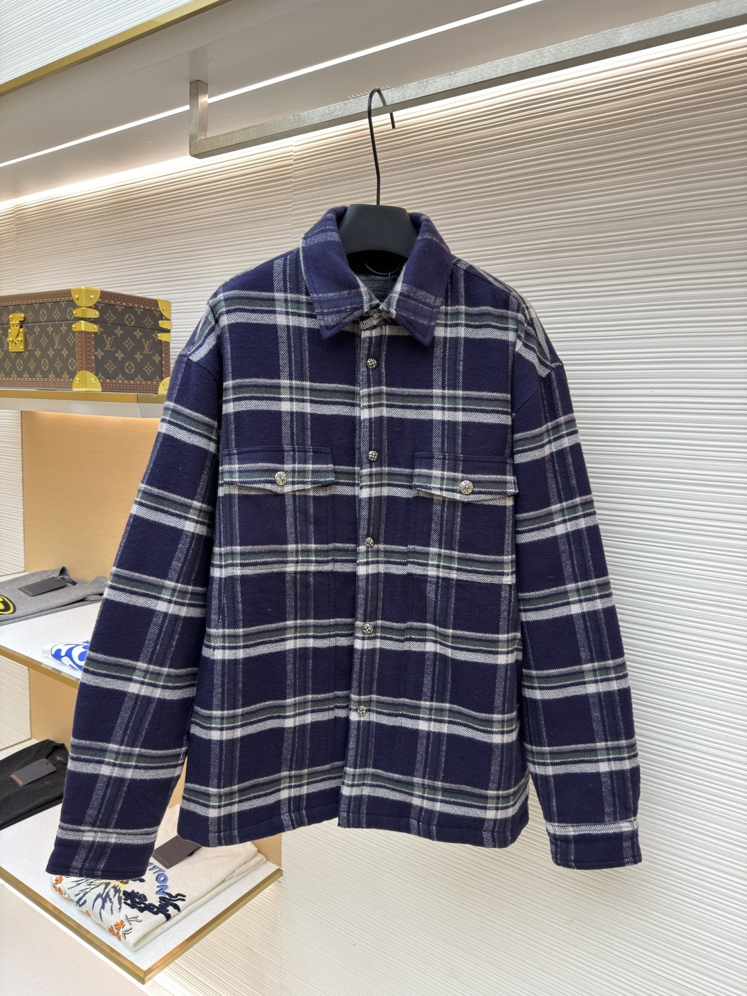 크롬하츠(Chrome Hearts) 배색 체크 카라 셔츠형 재킷 의류