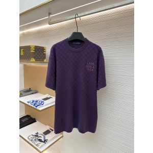 루이비통(LV) 레터 자수 체커보드 자카드 반소매 니트 의류