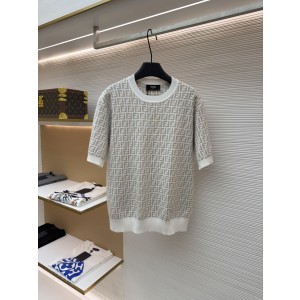 펜디(FENDI) 올오버 FF 자카드 니트 반소매 티셔츠 의류