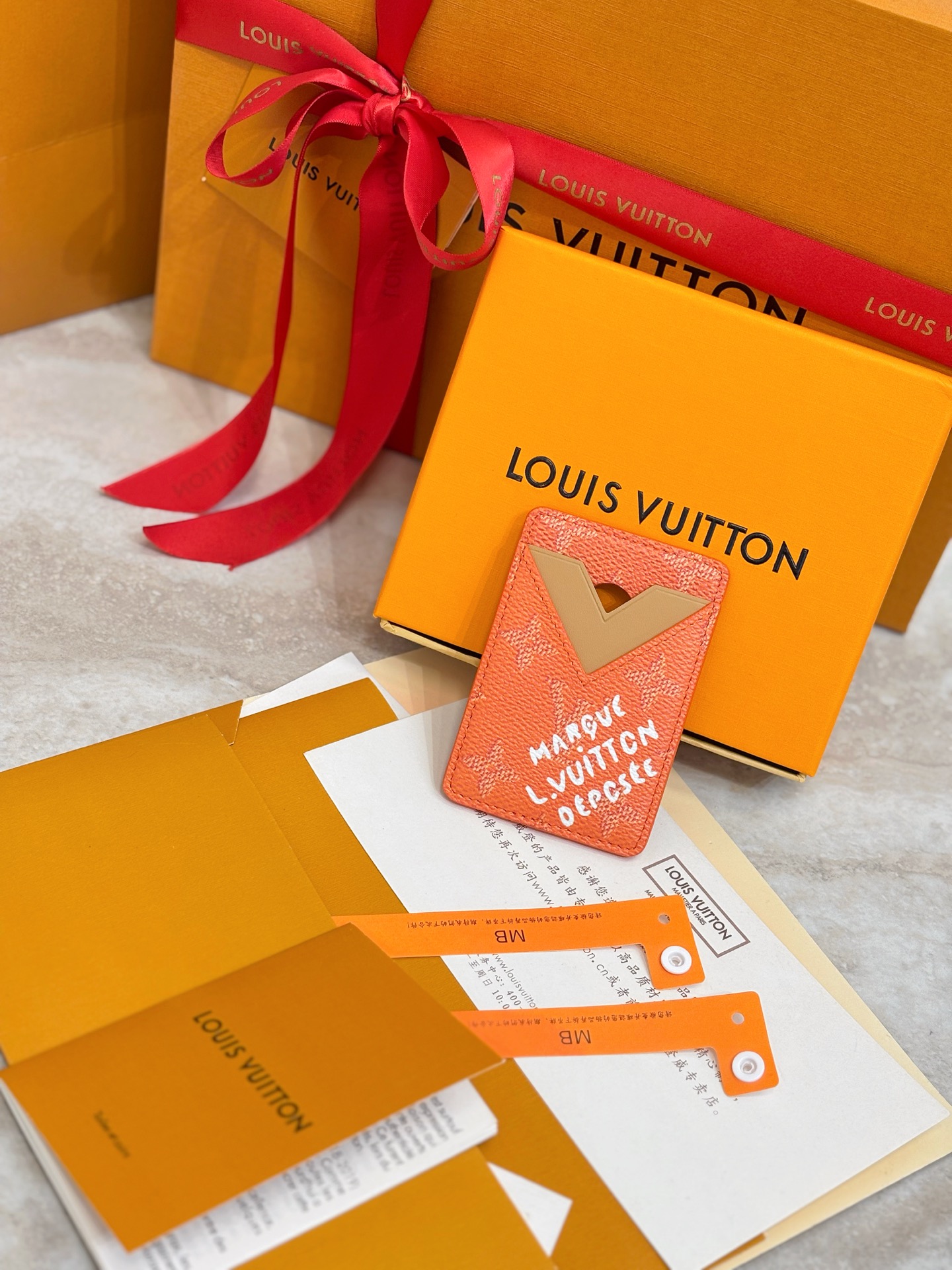 Louis Vuitton LV 루이비통 모노그램 오렌지 카드 홀더 지갑 M26945