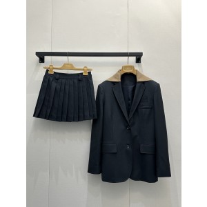 miumiu 미우미우 니트 레이어드 테일러드 자켓 재킷 + 스커트 셋업 세트 의류