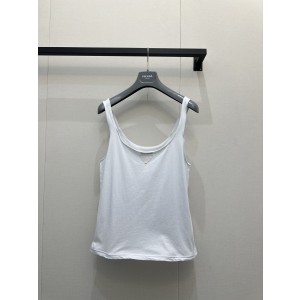 프라다(Prada) 와이어 셔링 입체 로고 슬리브리스 민소매 나시 의류