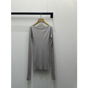 미우미우(miumiu) 투웨이 실크 니트 슬림 긴팔 티셔츠 의류