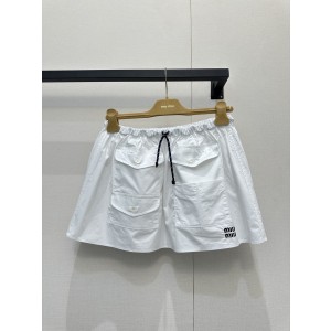 미우미우(miumiu) 로고 자수 셔링 스커트 치마 의류