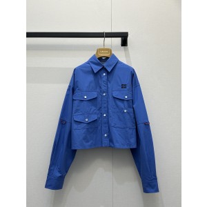 미우미우(miumiu) 클라인 블루 포플린 크롭 셔츠 의류