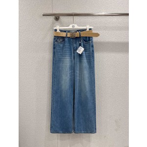 로에베(Loew) 아나그램 쥬얼 자수 와이드 데님 팬츠 바지 의류