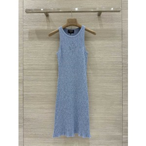 샤넬(Chanel) 펀칭 로고 자수 니트 나시 민소매 탑 원피스 의류