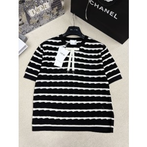 디올(Dior) 리본 쥬얼 스트라이프 반팔 니트 의류