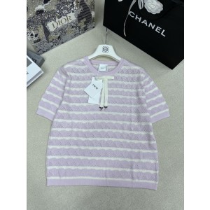 디올(Dior) 리본 쥬얼 스트라이프 반팔 니트 의류